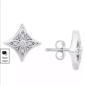 Sterling silver diamond earrings studs Macy’s new